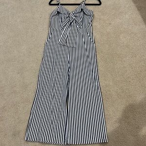 TEA & CUP Navy & White Striped Jumpsuit. Size S